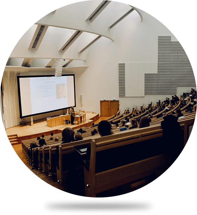 High Angle View Inside a Conference Hall